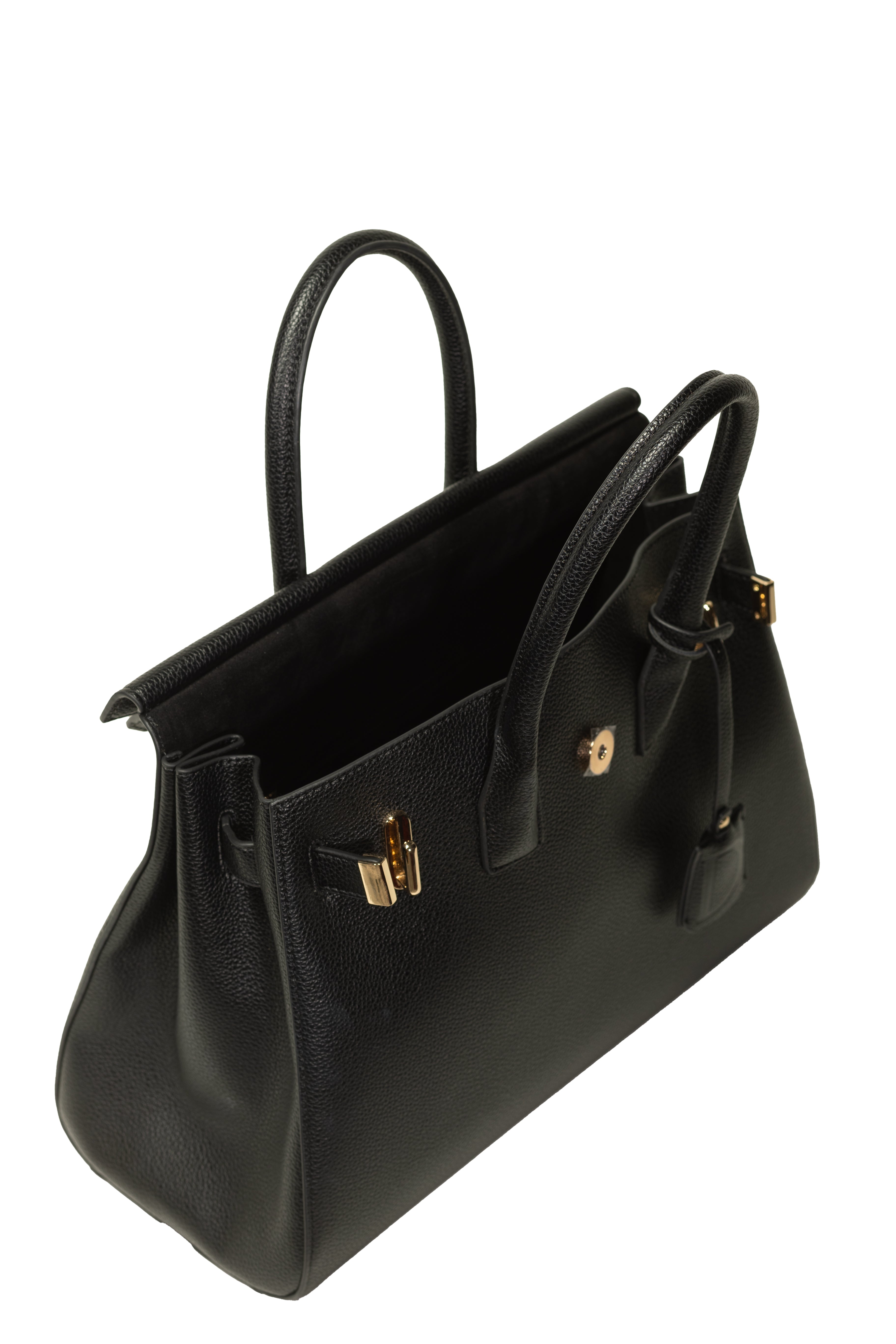 Top Handle Black Satchel Bag