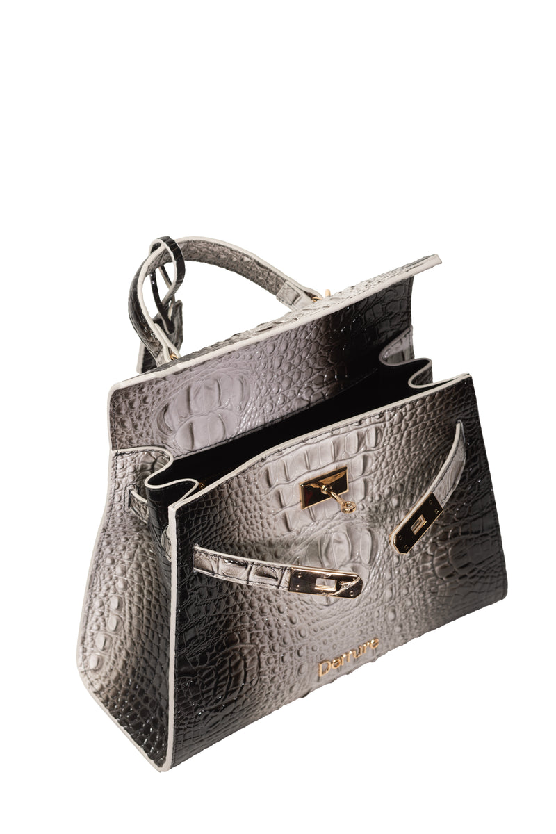 Misty Slate Croco Satchel