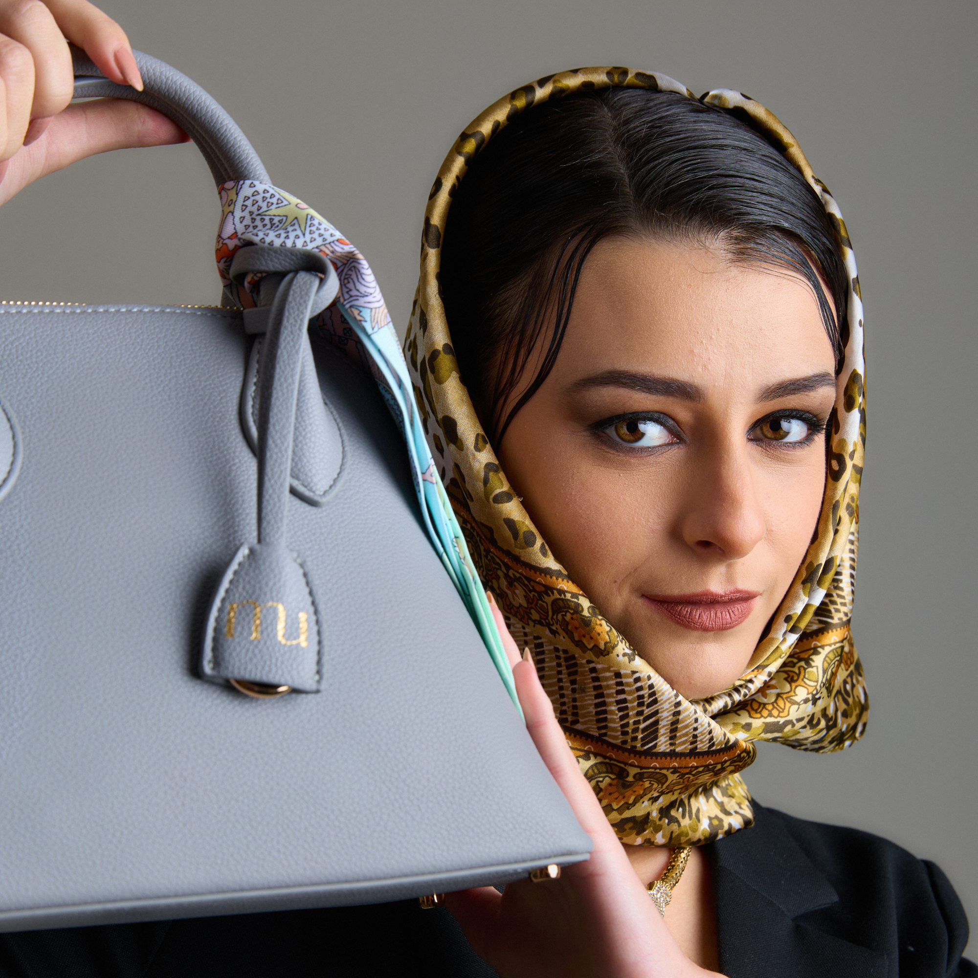 Classic Dusty Blue Dome Satchel Bag