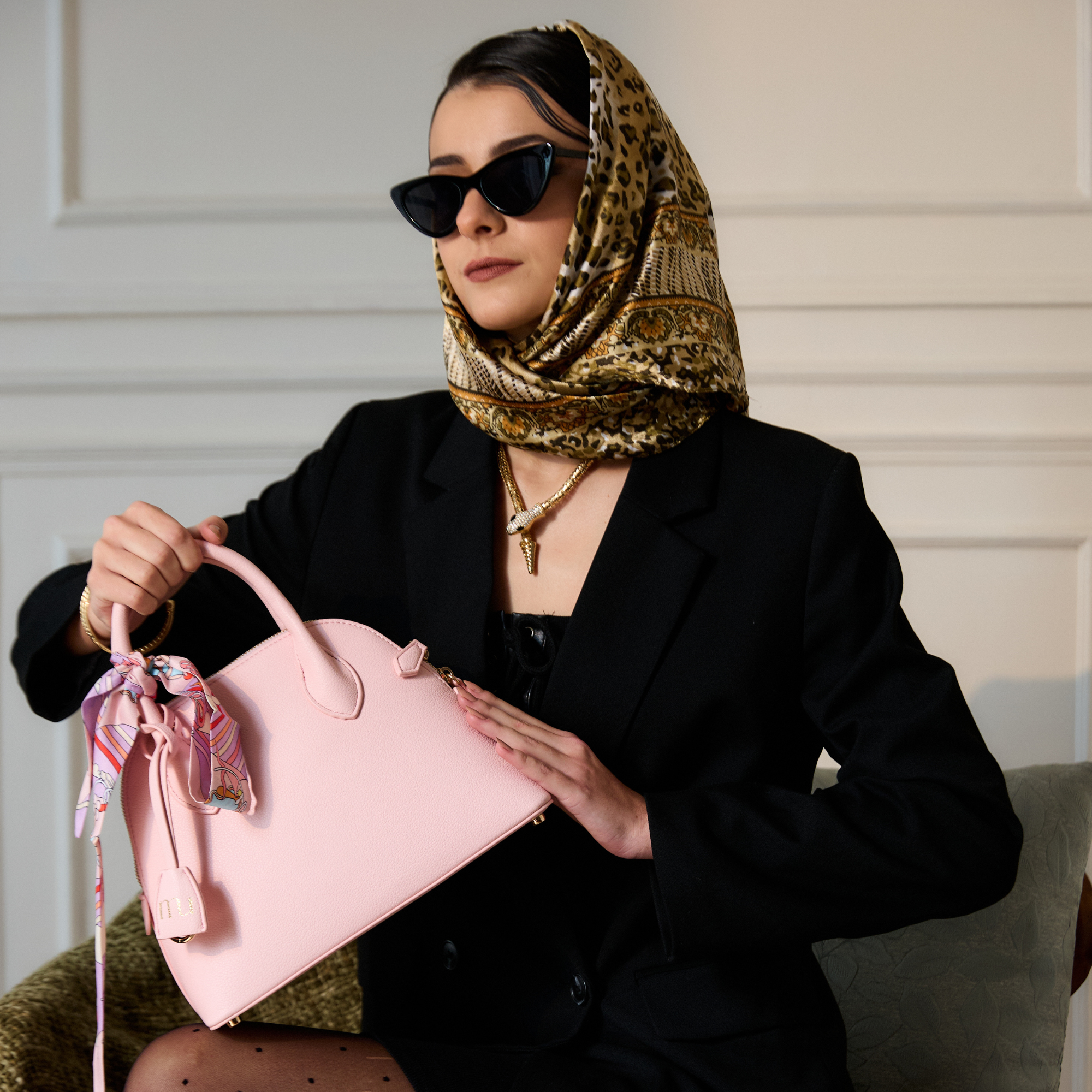 Classic Pastel Pink Dome Satchel Bag