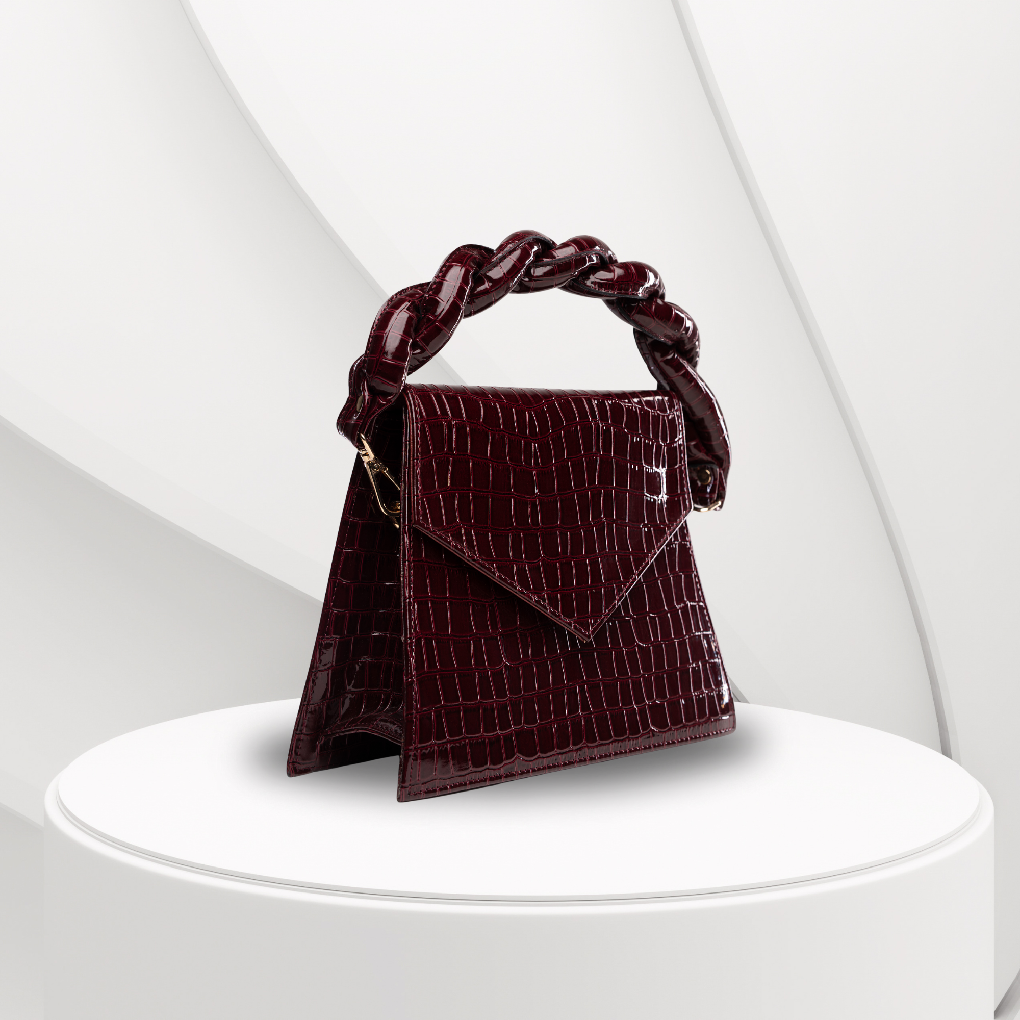 Burgundy Elara Braided Handle Bag