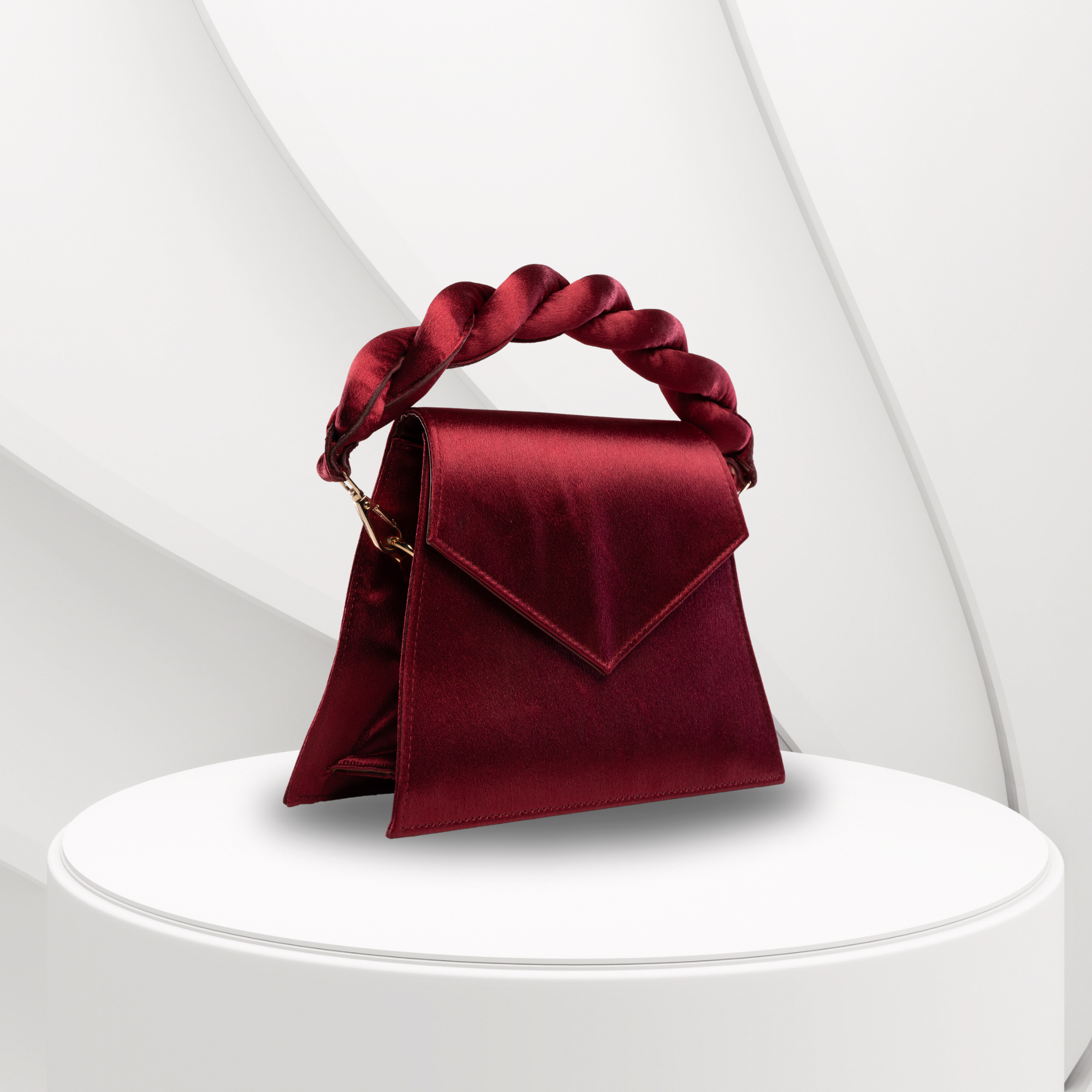 Red Elara Braided Handle Bag