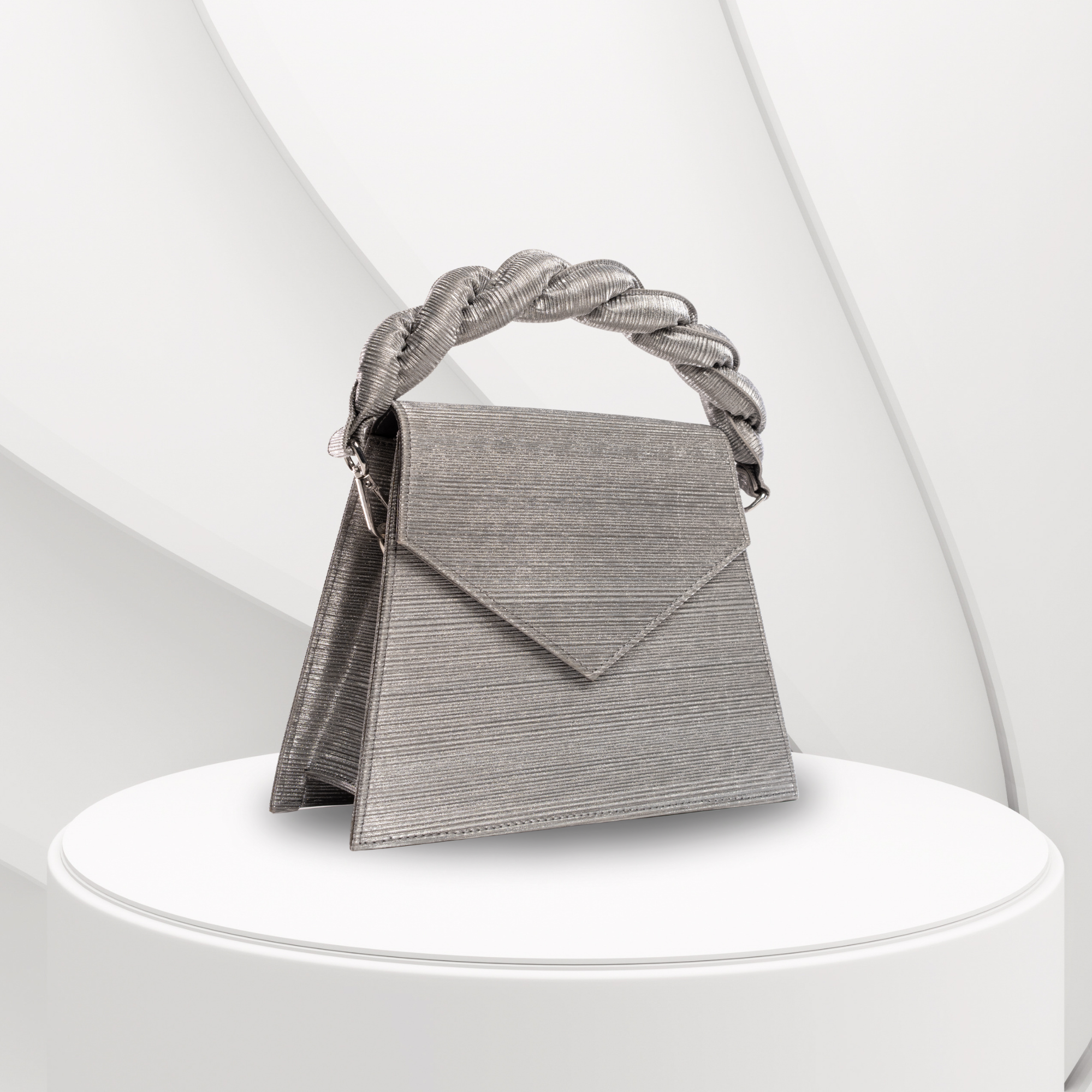 Silver Elara Braided Handle Bag