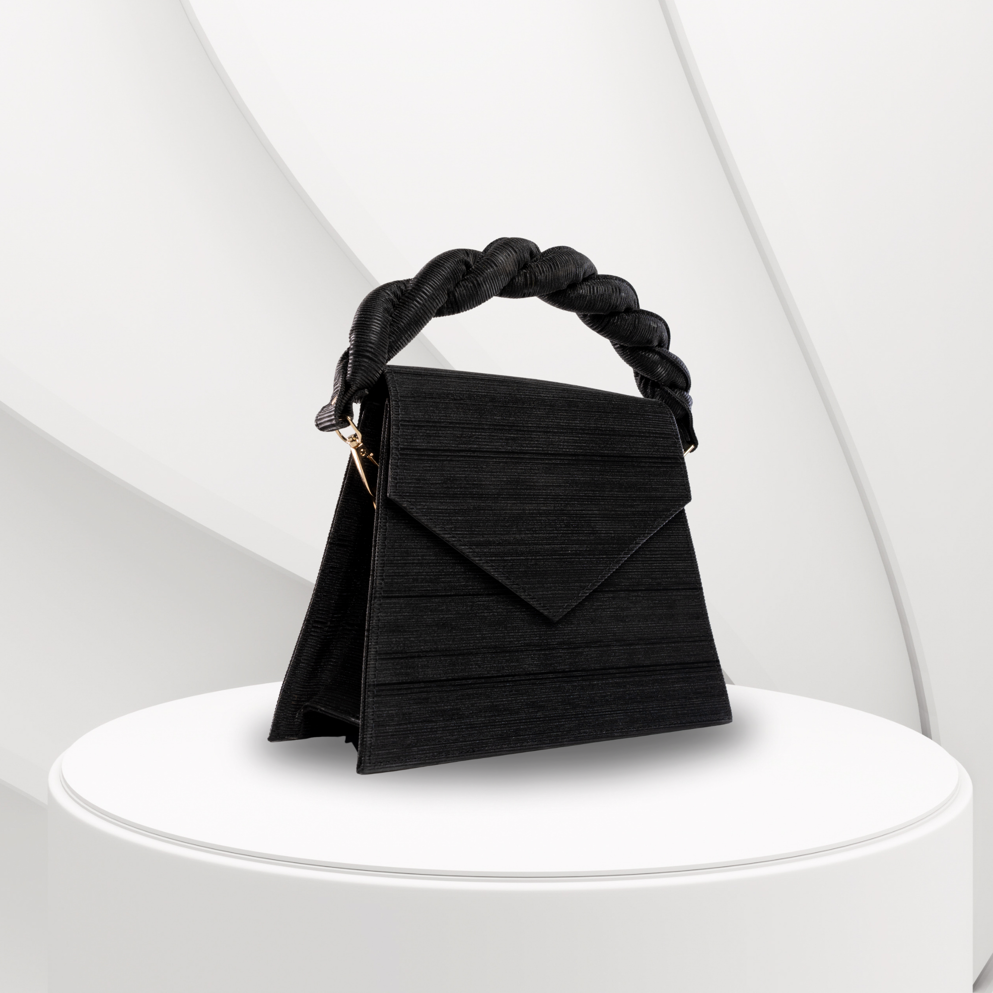 Black Elara Braided Handle Bag