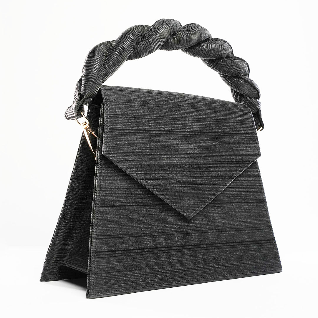 Black Elara Braided Handle Bag