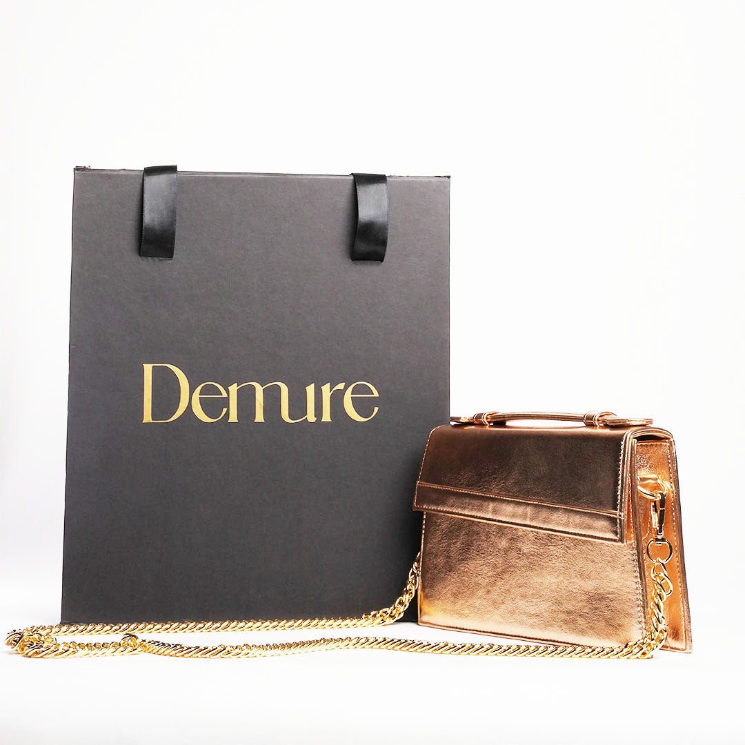 Rose Metalic Gold Top Handle Bag