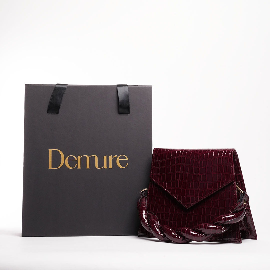 Burgundy Elara Braided Handle Bag