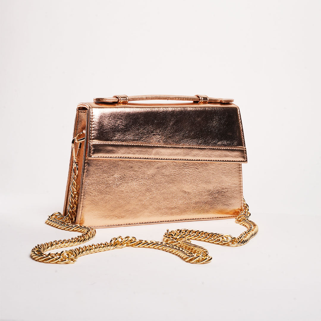 Rose Metalic Gold Top Handle Bag