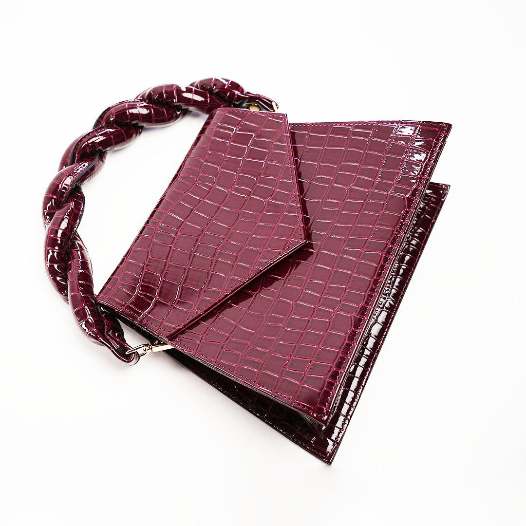 Burgundy Elara Braided Handle Bag